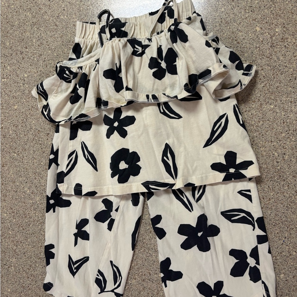 Zara Kids Black and White Floral Matching Set